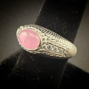 Judith Ripka Ring Pink Domed Cabochon Sterling Silver size 9 Oval 925 East West